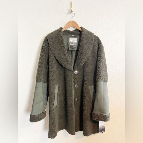 Kenzie Faux Shearling Shawl Collar Coat M. NWT - Picture 3 of 12